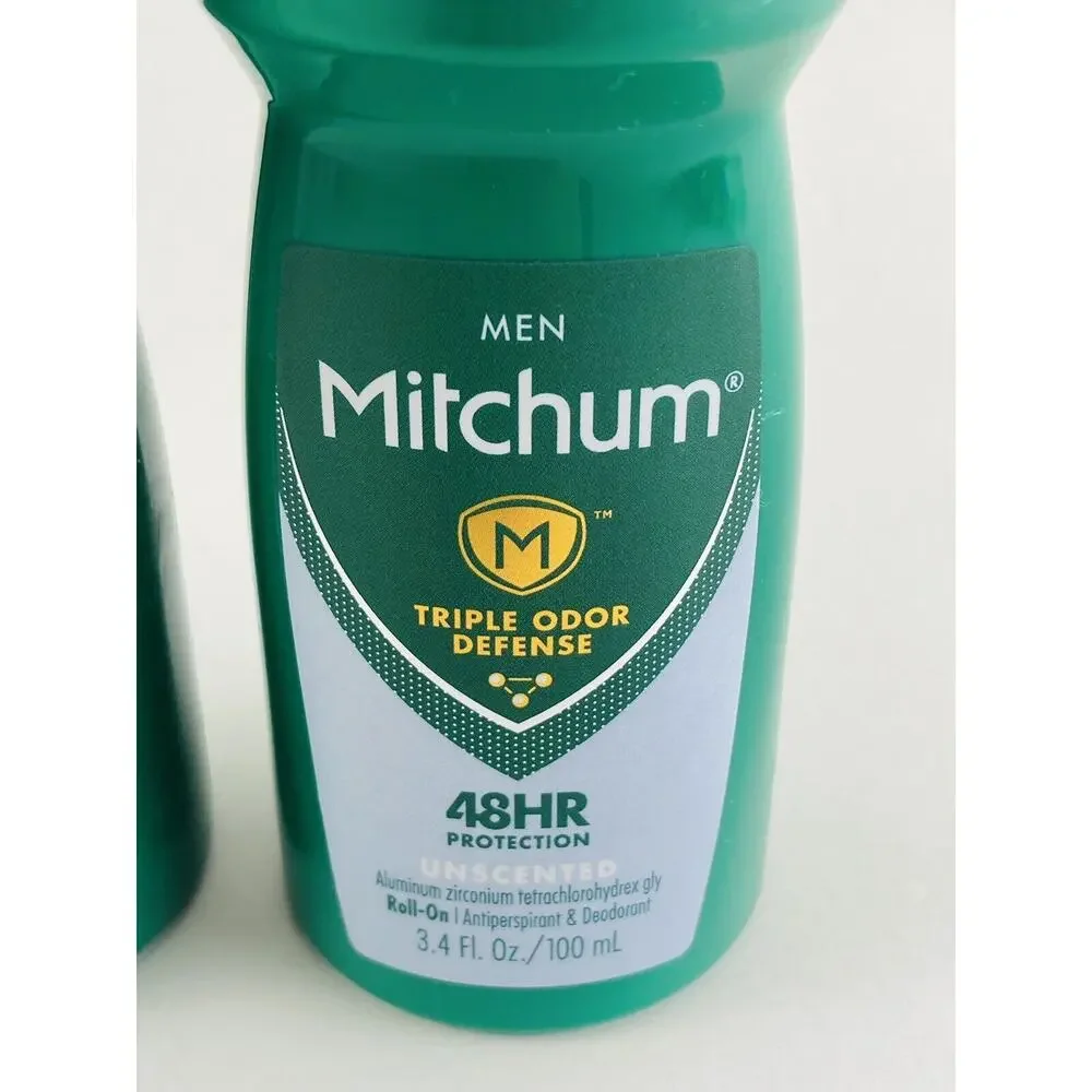 Mitchum Roll-On Antiperspirant and Deodorant for Men, Unscented, 3.4 (Pack of 3)